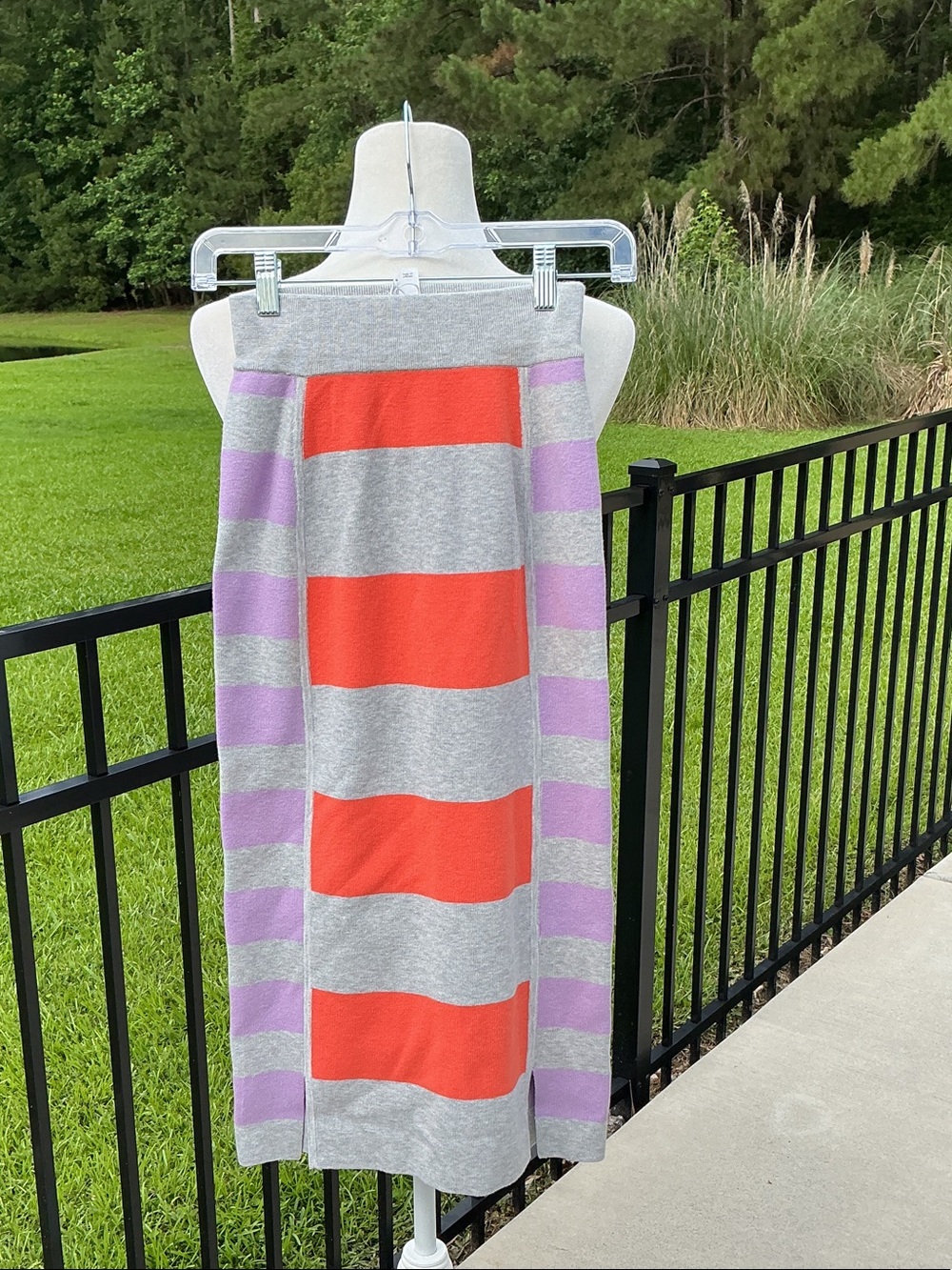 Anthropologie Daily Practice Striped Maxi Skirt in Gray, Coral & Lavender
